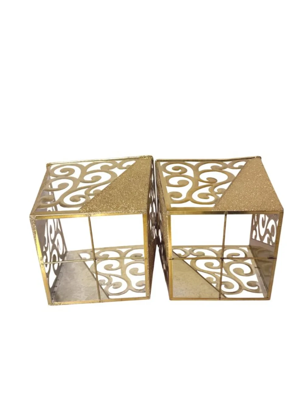 Gold Metal Planter Set Decorative Glam Wedding Centerpiece Hollywood Regency